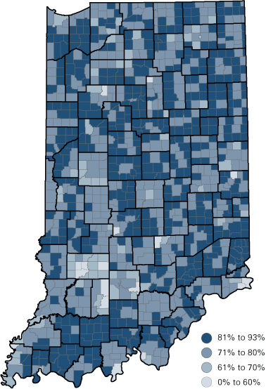Figure 6: Census 2010 Mail Participation Rates by Indiana Township