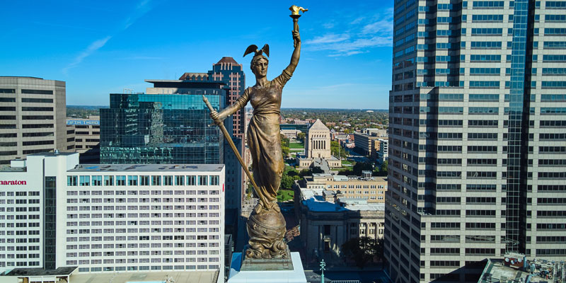 Statue of Victory on top of the Soldiers and Sailors Monument in downtown Indianapolis.