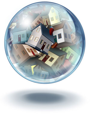 houses in a clear bubble.